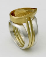  'Pevsner Ring' with Citrine in silver and 18K yellow gold